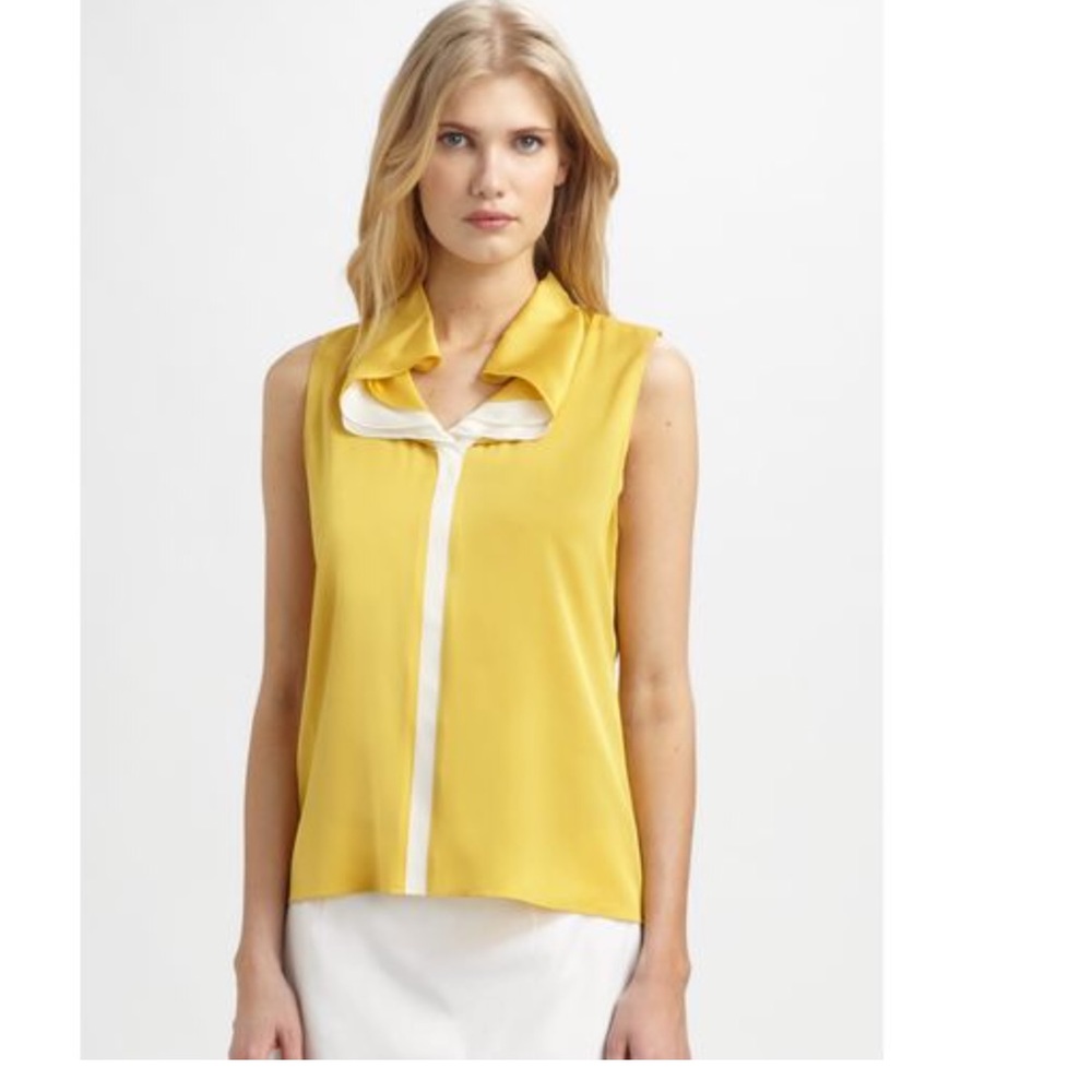 Blue NWT Elie Tahari color block silk blouse